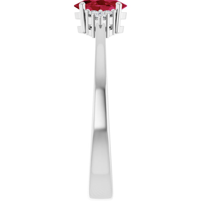 10K Gold Oval Lab-Grown Ruby & Lab-Grown Diamond Accented Ring – 6x4mm - White Gold - view 4