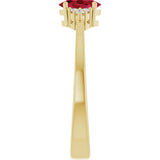 10K Gold Oval Lab-Grown Ruby & Lab-Grown Diamond Accented Ring – 6x4mm - Yellow Gold - view 4