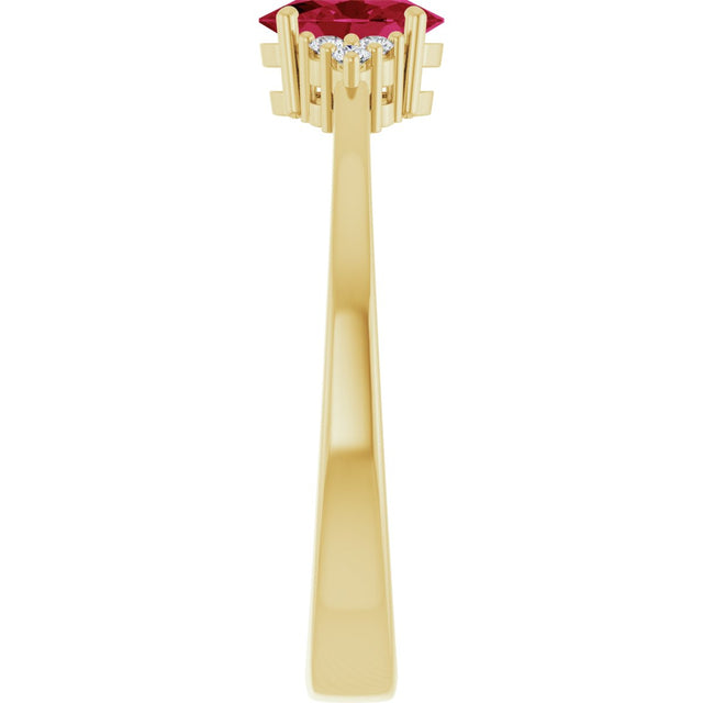 10K Gold Oval Lab-Grown Ruby & Lab-Grown Diamond Accented Ring – 6x4mm - Yellow Gold - view 4