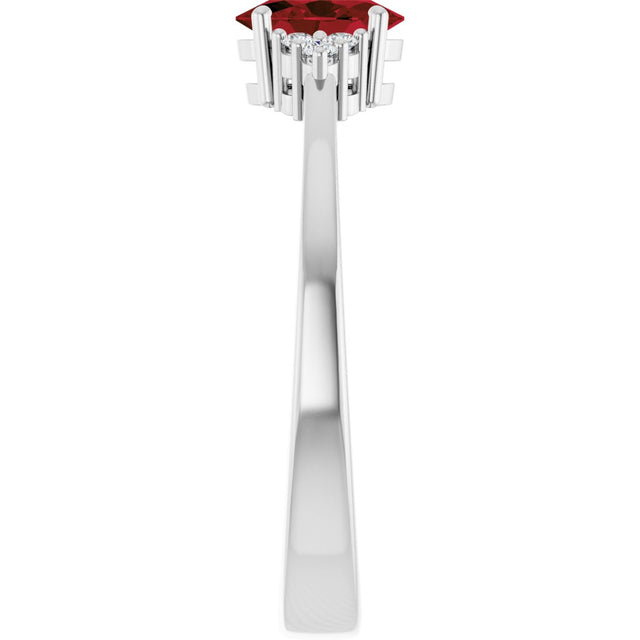 10K Gold Oval Natural Mozambique Garnet & Lab-Grown Diamond Accented Ring – 6x4mm - White Gold - view 4