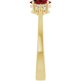 10K Gold Oval Natural Mozambique Garnet & Lab-Grown Diamond Accented Ring – 6x4mm - Yellow Gold - view 4
