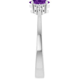10K Gold Oval Natural Amethyst & Lab-Grown Diamond Accented Ring – 6x4mm - White Gold - view 4