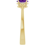 10K Gold Oval Natural Amethyst & Lab-Grown Diamond Accented Ring – 6x4mm - Yellow Gold - view 4