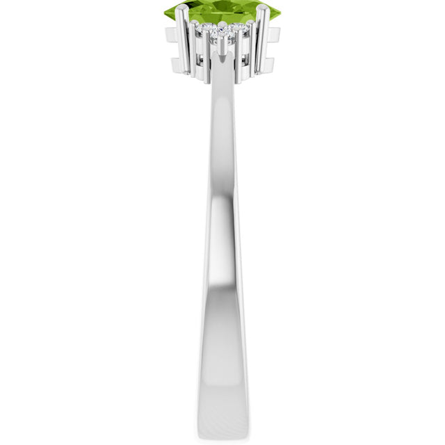 10K Gold Oval Natural Peridot & Lab-Grown Diamond Accented Ring – 6x4mm - White Gold - view 4
