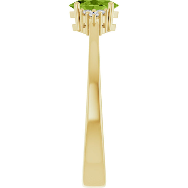 10K Gold Oval Natural Peridot & Lab-Grown Diamond Accented Ring – 6x4mm - Yellow Gold - view 4