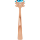 14K Gold Oval Lab-Grown Diamond Accented Ring - Rose Gold - view 4
