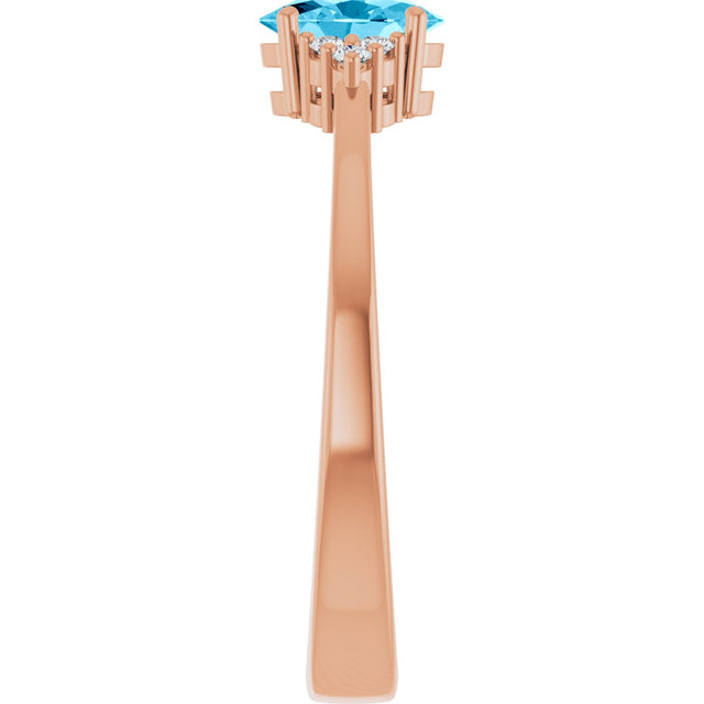 14K Gold Oval Lab-Grown Diamond Accented Ring - Rose Gold - view 4