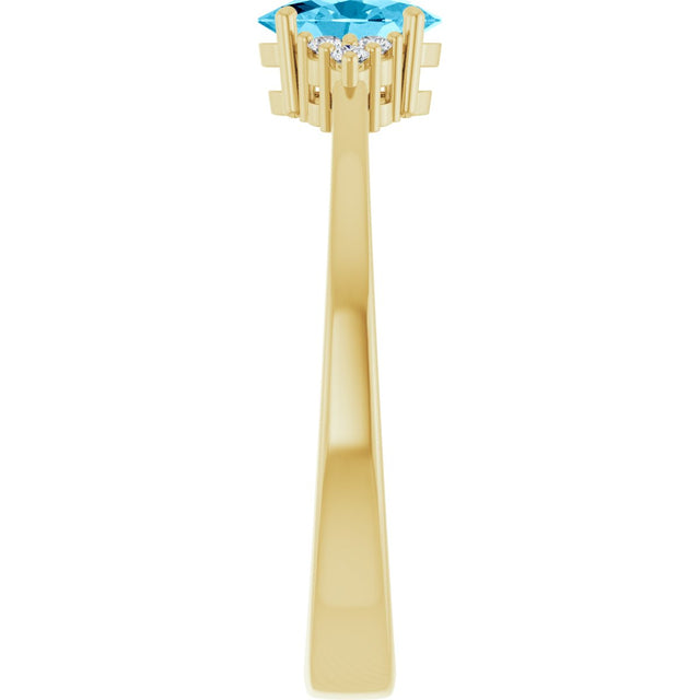 10K Gold Oval Lab-Grown Diamond Accented Ring - Yellow Gold - view 4