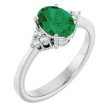 Platinum Oval Lab-Grown Emerald & Lab-Grown Diamond Accented Ring – 6x4mm