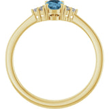 10K Gold Oval Natural Sky Blue Topaz & Lab-Grown Diamond Accented Ring – 6x4mm - Yellow Gold - view 2