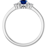 10K Gold Oval Lab-Grown Blue Sapphire & Lab-Grown Diamond Accented Ring – 6x4mm - White Gold - view 2