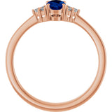 14K Gold Oval Lab-Grown Blue Sapphire & Lab-Grown Diamond Accented Ring – 6-8mm Stones - Rose Gold - view 2