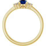 10K Gold Oval Lab-Grown Blue Sapphire & Lab-Grown Diamond Accented Ring – 6x4mm - Yellow Gold - view 2