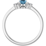 10K Gold Oval Natural Sky Blue Topaz & Lab-Grown Diamond Accented Ring – 6x4mm - White Gold - view 2