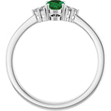 10K Gold Oval Lab-Grown Emerald & Lab-Grown Diamond Accented Ring – 6x4mm - White Gold - view 2