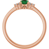 14K Gold Oval Lab-Grown Emerald & Lab-Grown Diamond Accented Ring – 6-8mm Stones - Rose Gold - view 2