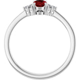 10K Gold Oval Lab-Grown Ruby & Lab-Grown Diamond Accented Ring – 6x4mm - White Gold - view 2