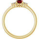 10K Gold Oval Lab-Grown Ruby & Lab-Grown Diamond Accented Ring – 6x4mm - Yellow Gold - view 2
