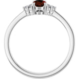 10K Gold Oval Natural Mozambique Garnet & Lab-Grown Diamond Accented Ring – 6x4mm - White Gold - view 2