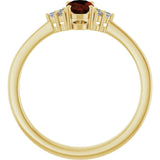 10K Gold Oval Natural Mozambique Garnet & Lab-Grown Diamond Accented Ring – 6x4mm - Yellow Gold - view 2