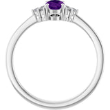 10K Gold Oval Natural Amethyst & Lab-Grown Diamond Accented Ring – 6x4mm - White Gold - view 2