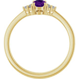 10K Gold Oval Natural Amethyst & Lab-Grown Diamond Accented Ring – 6x4mm - Yellow Gold - view 2