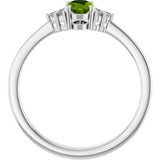 10K Gold Oval Natural Peridot & Lab-Grown Diamond Accented Ring – 6x4mm - White Gold - view 2
