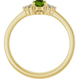 10K Gold Oval Natural Peridot & Lab-Grown Diamond Accented Ring – 6x4mm - Yellow Gold - view 2