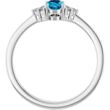 10K Gold Oval Lab-Grown Diamond Accented Ring - White Gold - view 2