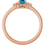 14K Gold Oval Lab-Grown Diamond Accented Ring - Rose Gold - view 2