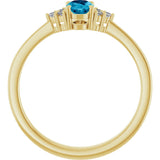 10K Gold Oval Lab-Grown Diamond Accented Ring - Yellow Gold - view 2