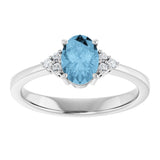 10K Gold Oval Natural Sky Blue Topaz & Lab-Grown Diamond Accented Ring – 6x4mm - White Gold - view 3