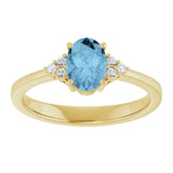 10K Gold Oval Natural Sky Blue Topaz & Lab-Grown Diamond Accented Ring – 6x4mm - Yellow Gold - view 3
