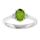 10K Gold Oval Natural Peridot & Lab-Grown Diamond Accented Ring – 6x4mm - White Gold - view 3