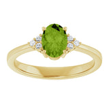 10K Gold Oval Natural Peridot & Lab-Grown Diamond Accented Ring – 6x4mm - Yellow Gold - view 3