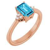 14K Gold Oval Lab-Grown Diamond Accented Ring - Rose Gold