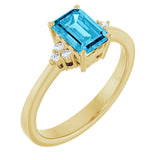 10K Gold Oval Lab-Grown Diamond Accented Ring - Yellow Gold