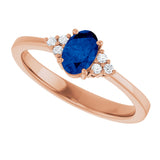 14K Gold Oval Lab-Grown Blue Sapphire & Lab-Grown Diamond Accented Ring – 6-8mm Stones - Rose Gold - view 5