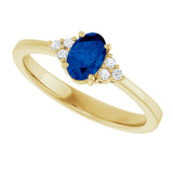 10K Gold Oval Lab-Grown Blue Sapphire & Lab-Grown Diamond Accented Ring – 6x4mm - Yellow Gold - view 5