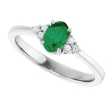 10K Gold Oval Lab-Grown Emerald & Lab-Grown Diamond Accented Ring – 6x4mm - White Gold - view 5
