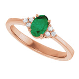 14K Gold Oval Lab-Grown Emerald & Lab-Grown Diamond Accented Ring – 6-8mm Stones - Rose Gold - view 5