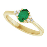 10K Gold Oval Lab-Grown Emerald & Lab-Grown Diamond Accented Ring – 6x4mm - Yellow Gold - view 5