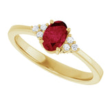 10K Gold Oval Lab-Grown Ruby & Lab-Grown Diamond Accented Ring – 6x4mm - Yellow Gold - view 5