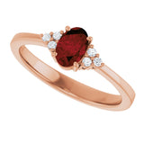14K Gold Oval Natural Mozambique Garnet & Lab-Grown Diamond Accented Ring – 6x4mm - Rose Gold - view 5