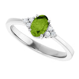 10K Gold Oval Natural Peridot & Lab-Grown Diamond Accented Ring – 6x4mm - White Gold - view 5