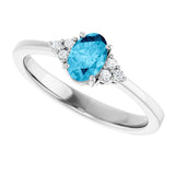 10K Gold Oval Lab-Grown Diamond Accented Ring - White Gold - view 5