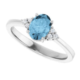 10K Gold Oval Natural Sky Blue Topaz & Lab-Grown Diamond Accented Ring – 6x4mm - White Gold - view 5