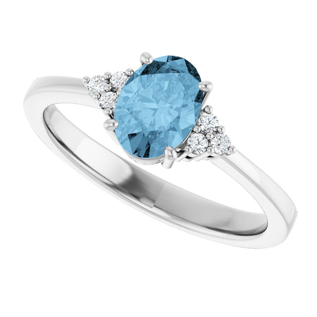 10K Gold Oval Natural Sky Blue Topaz & Lab-Grown Diamond Accented Ring – 6x4mm - White Gold - view 5