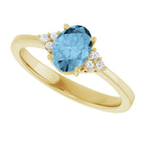 10K Gold Oval Natural Sky Blue Topaz & Lab-Grown Diamond Accented Ring – 6x4mm - Yellow Gold - view 5
