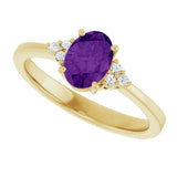 10K Gold Oval Natural Amethyst & Lab-Grown Diamond Accented Ring – 6x4mm - Yellow Gold - view 5
